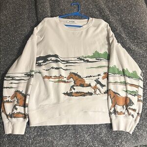 Free People Running Horses Oversized Crewneck